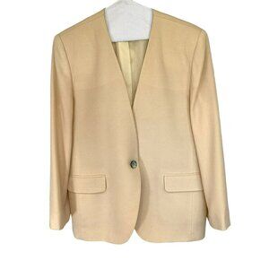 Jones New York Suit Jacket Women's Size 12 Petite 100% Wool in Yellow Lined